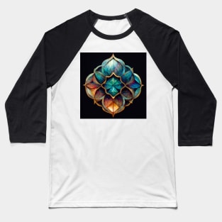 Rainbow crystal lotus flower mandala Baseball T-Shirt